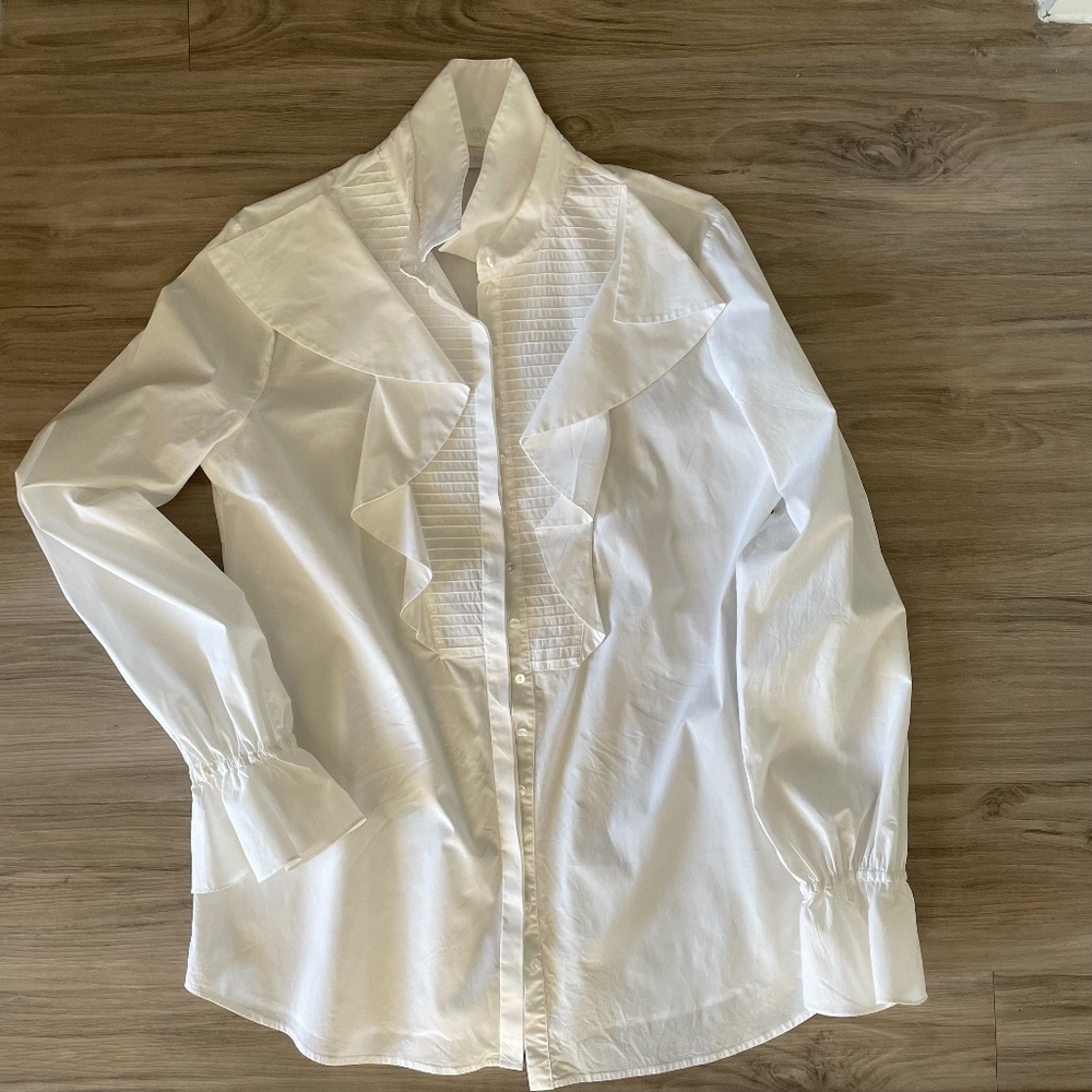 Anne Fontaine blouse size 42 (size 10-12 US) white stretch cotton blouse